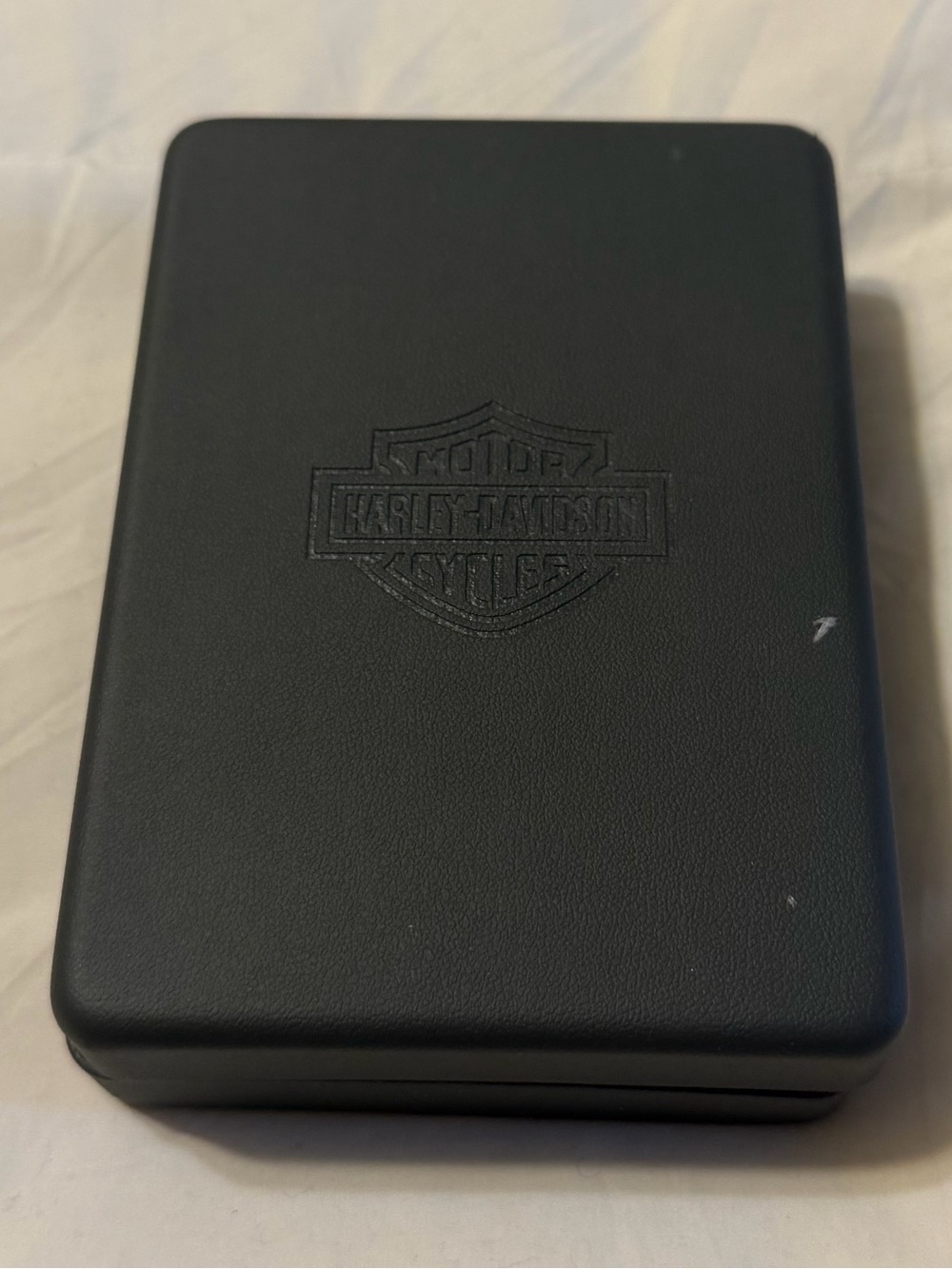 🆕 5” Harley-Davidson Embossed Leather Jewelry Case Box - charcoal black